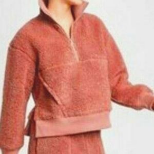 Joy Lab Women's Sherpa Fleece Pullover jacket color Burlwood, M…